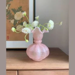 Lọ Hoa Nơ Hồng Viền Trắng Cao Cấp