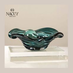 Khay Thủy Tinh Cỏ Bốn Lá Cao Cấp Trang Trí, Decor - Maccy Home Decor