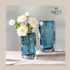 Lọ Thủy Tinh Xanh Bong Bóng Trang Trí, Decor Nhà - Maccy Home Decor