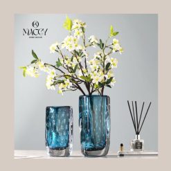 Lọ Thủy Tinh Xanh Bong Bóng Trang Trí, Decor Nhà - Maccy Home Decor