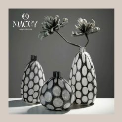 Lọ Hoa Thủy Tinh Họa Tiết Trắng Đen Trang Trí Decor Nhà - Maccy Home Decor