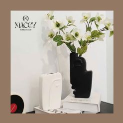 Tượng Bình Hoa Nhân Vật Trắng ĐenTrang Trí Decor Nhà - Maccy Home Decor