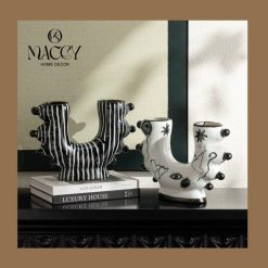Bình Gốm Vẽ Tay Phong Cách Wabi-Sabi Trang Trí Phòng Khách
