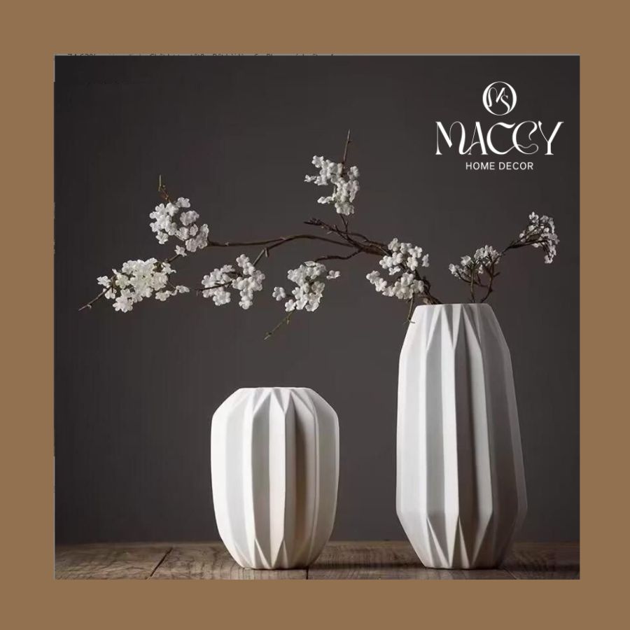 Bình Gốm Vân Gấp Ánh Sáng 01 - Maccy Home Decor