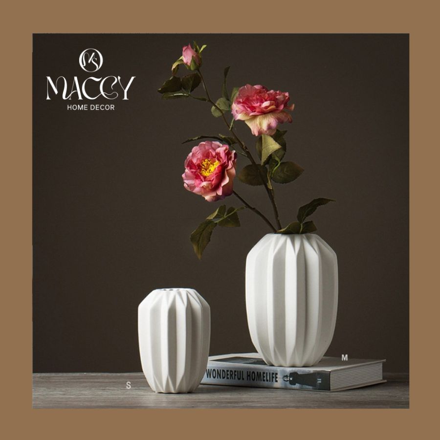 Bình Gốm Vân Gấp Ánh Sáng 02 - Maccy Home Decor