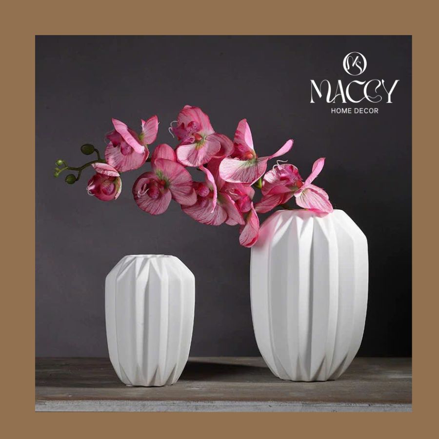 Bình Gốm Vân Gấp Ánh Sáng 05 - Maccy Home Decor