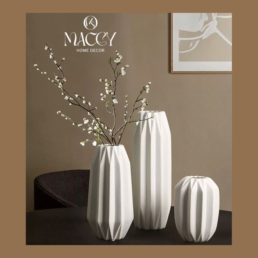 Bình Gốm Vân Gấp Ánh Sáng 06 - Maccy Home Decor