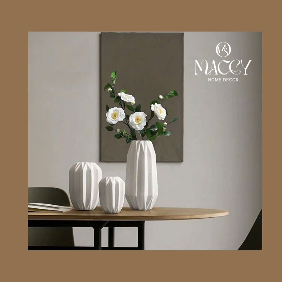 Bình Gốm Vân Gấp Ánh Sáng 07 - Maccy Home Decor