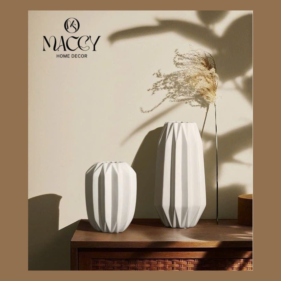 Bình Gốm Vân Gấp Ánh Sáng 09 - Maccy Home Decor