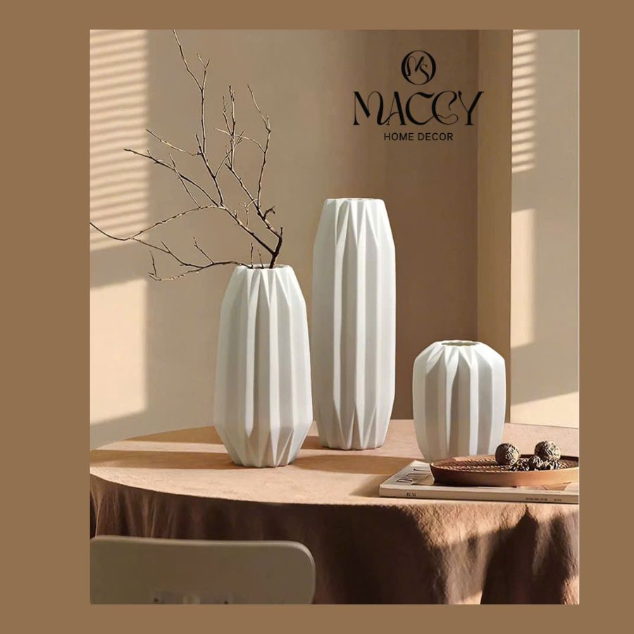 Bình Gốm Vân Gấp Ánh Sáng11- Maccy Home Decor