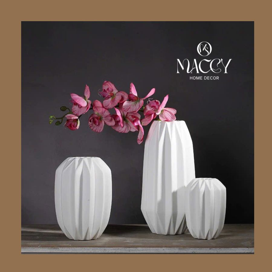 Bình Gốm Vân Gấp Ánh Sáng15- Maccy Home Decor