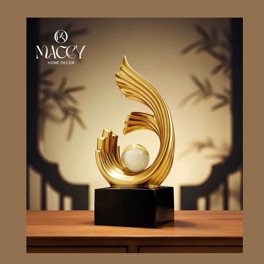 Tượng Sóng Pha Lê Trang Trí, Decor Tủ Phòng Khách 03 - Maccy Home Decor