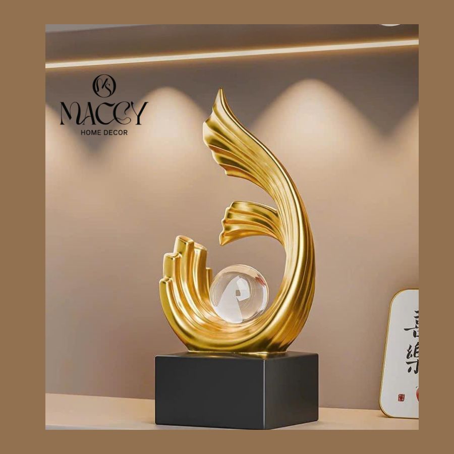 Tượng Sóng Pha Lê Trang Trí, Decor Tủ Phòng Khách 04 - Maccy Home Decor